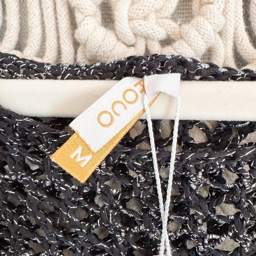 Sahoco Black Silver Metallic open Knit Long Sleeve Dress Women’s Medium - Picture 5 of 9